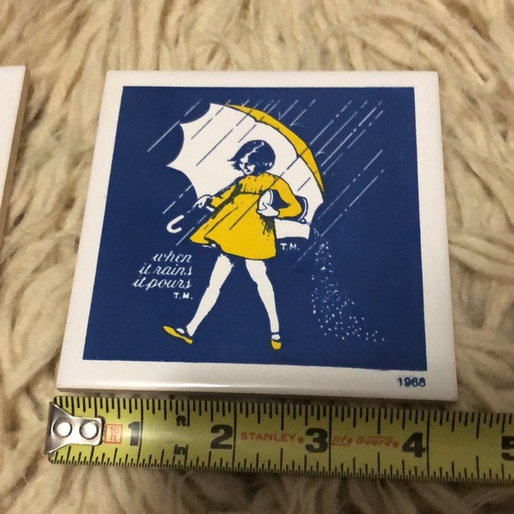 NEW-Morton Salt Coasters-2 pieces-Ceramic-4x4in - Picture 7 of 9